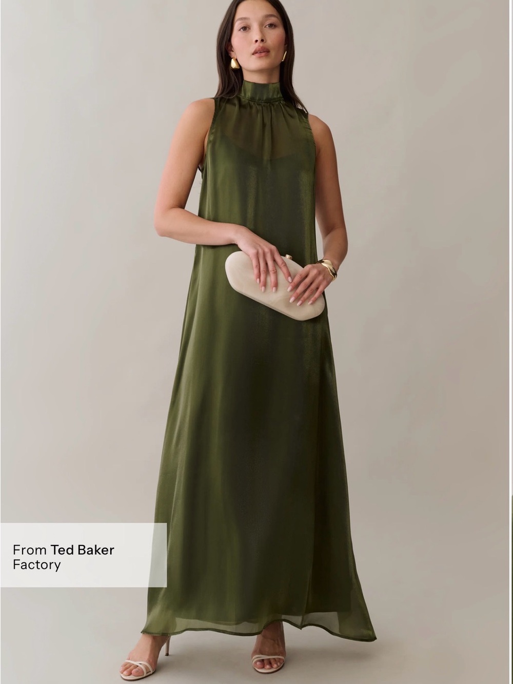 Few Moda Caara Alette Olive Green Maxi Dress XS NWT $223